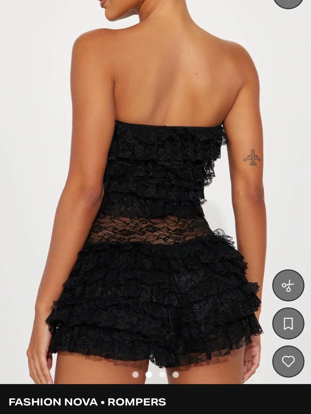 Fashion Nova Black Strapless Lace Ruffle Dress - Picture 2 of 2